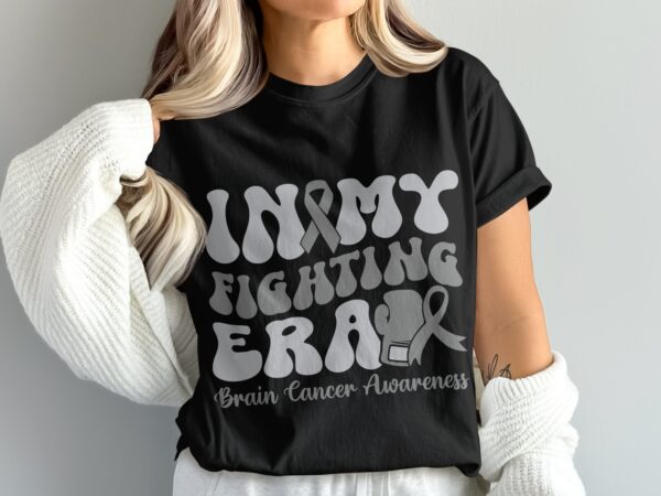 In My Fighting Era Svg Png, Brain Tumor Awareness Svg Png, Grey Ribbon Brain Cancer Svg Cricut File Sublimation Design - Image 3