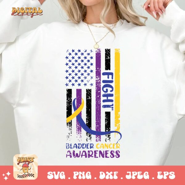 Bladder Cancer Flag Svg, Bladder Cancer Awareness Svg Png, Bladder Cancer Ribbon Support Svg Cricut File Sublimation Design - Image 2