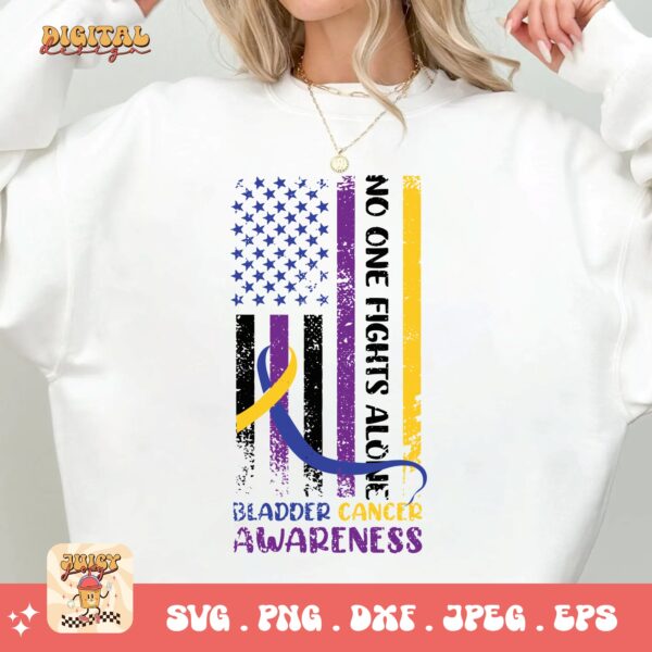 Bladder Cancer Flag Svg, Bladder Cancer Awareness Svg Png, Bladder Cancer Ribbon Support Svg Cricut File Sublimation Design - Image 2