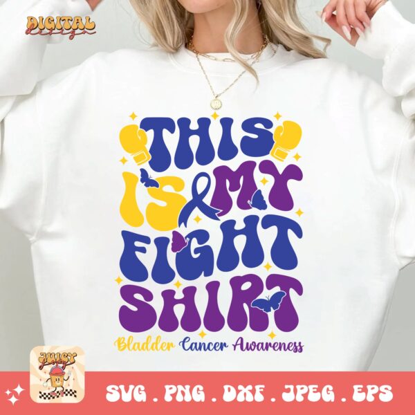 This is My Fight Shirt Svg, Bladder Cancer Awareness Svg Png, Bladder Cancer Ribbon Support Svg Cricut File Sublimation Design - Image 2