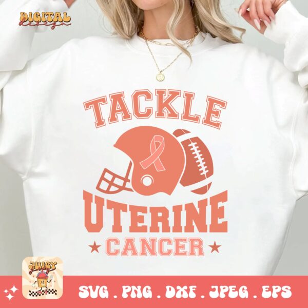 Uterine Cancer Awareness Svg Png, Tackle Uterine cancer Svg, Peach Ribbon Svg, Endometrial Cancer Svg Cricut Cut File Sublimation - Image 2