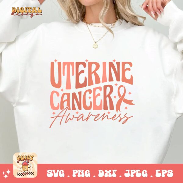 Uterine Cancer Awareness Svg Png, Uterine Cancer Awareness Svg, Peach Ribbon Svg, Endometrial Cancer Svg Cricut Cut File Sublimation - Image 2
