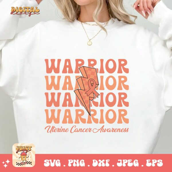 Uterine Cancer Awareness Svg Png, Uterine cancer Warrior Svg, Peach Ribbon Svg, Endometrial Cancer Svg Cricut Cut File Sublimation - Image 2