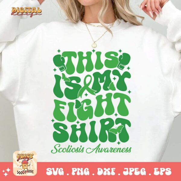 Scoliosis Awareness Svg Png, This is My Fight Shirt Svg, Green Ribbon Svg, Scoliosis Support Svg Cricut File - Image 2