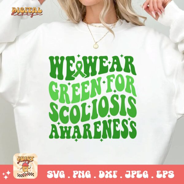 Scoliosis Awareness Svg Png, We Wear Green For Scoliosis Awareness Svg, Green Ribbon Svg, Scoliosis Support Svg Cricut File - Image 2