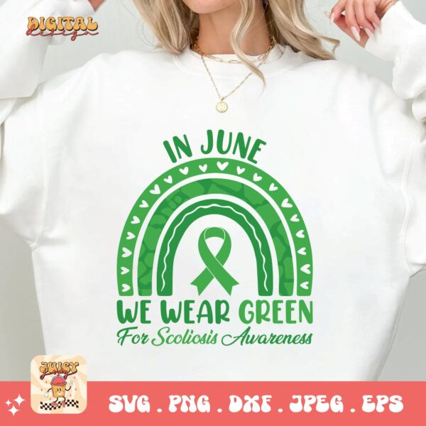 Scoliosis Awareness Svg Png, In June We Wear Green For Scoliosis Awareness Svg, Green Ribbon Svg, Scoliosis Support Svg Cricut File - Image 2