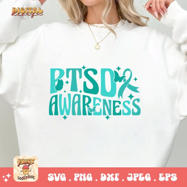 PTSD Awareness Svg Png, PTSD Awareness Svg, Teal Ribbon Post-traumatic Stress Disorder Svg Cricut File Sublimation Design - Image 2