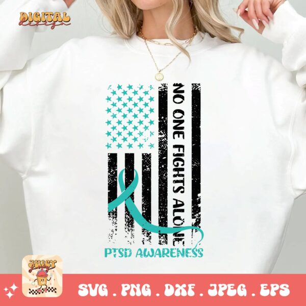 PTSD Awareness Svg Png, PTSD Awareness Flag Svg, Teal Ribbon Post-traumatic Stress Disorder Svg Cricut File Sublimation Design - Image 2