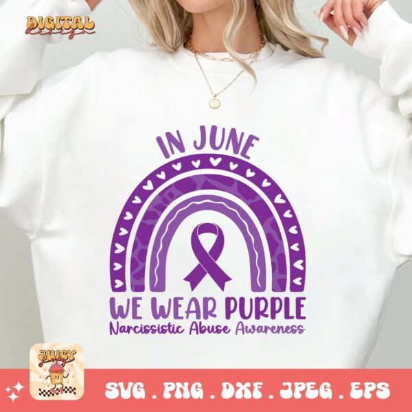 In June We Wear Purple Svg, Narcissistic Abuse Awareness Svg Png, Purple Ribbon Svg, Support Svg Cricut File Sublimation - Image 2