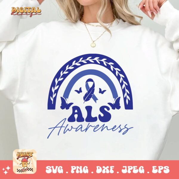 ALS Awareness Png Svg, ALS Awareness Rainbow Png , Als Support Svg Cricut File Sublimation Design - Image 2