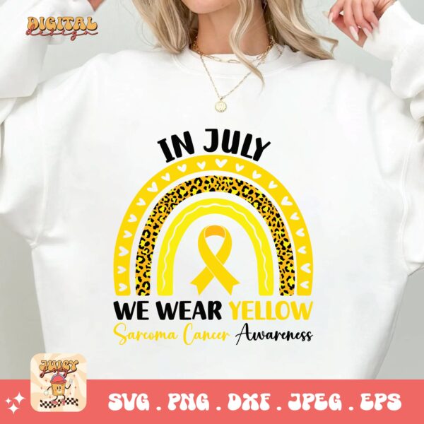 In July We Wear Yellow Svg, Sarcoma Cancer Awareness Svg Png, Yellow Ribbon Svg, Sarcoma Support Cricut Sublimation Design - Image 2