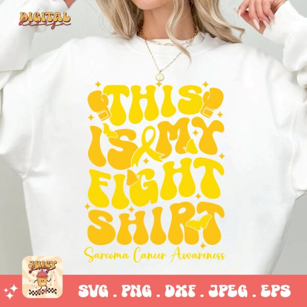 This is My Fight Shirt Svg, Sarcoma Cancer Awareness Svg Png, Yellow Ribbon Svg, Sarcoma Support Cricut Sublimation Design - Image 2