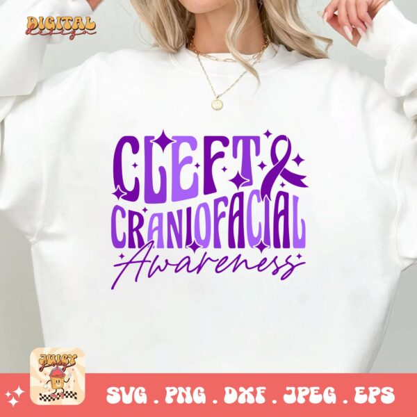 Cleft Craniofacial Awareness Svg Png, Cleft Craniofacial Awareness Svg, Purple Ribbon Svg, Cleft Palate Support Cricut Sublimation - Image 2
