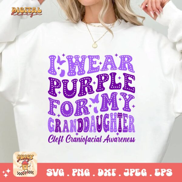 Cleft Craniofacial Awareness Svg Png, I Wear Purple for My Granddaughter Svg, Purple Ribbon Svg, Cleft Palate Support Cricut Sublimation - Image 2