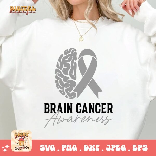 Brain Cancer Awareness Svg Png, Brain Tumor Awareness Svg Png, Grey Ribbon Brain Cancer Svg Cricut File Sublimation Design - Image 2