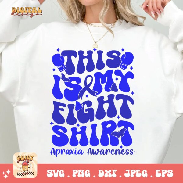 This is My Fight Shirt Svg, Apraxia Awareness Svg Png, Blue Ribbon Svg, Apraxia Support Svg Cricut File Sublimation Design - Image 2