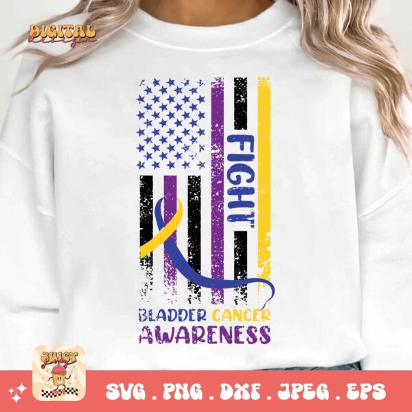 Bladder Cancer Flag Svg, Bladder Cancer Awareness Svg Png, Bladder Cancer Ribbon Support Svg Cricut File Sublimation Design - Image 3