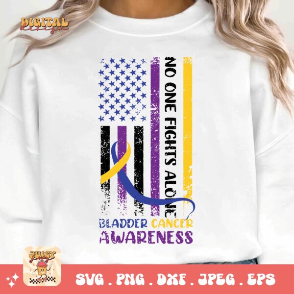 Bladder Cancer Flag Svg, Bladder Cancer Awareness Svg Png, Bladder Cancer Ribbon Support Svg Cricut File Sublimation Design - Image 3