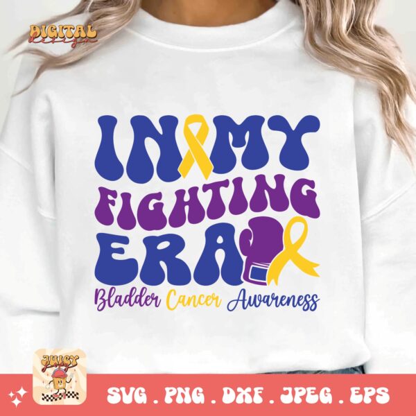 In My Fighting Era Svg, Bladder Cancer Awareness Svg Png, Bladder Cancer Ribbon Support Svg Cricut File Sublimation Design - Image 3