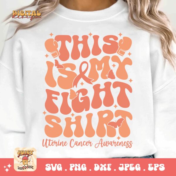 Uterine Cancer Awareness Svg Png, This is My Fight Shirt Svg, Peach Ribbon Svg, Endometrial Cancer Svg Cricut Cut File Sublimation - Image 3