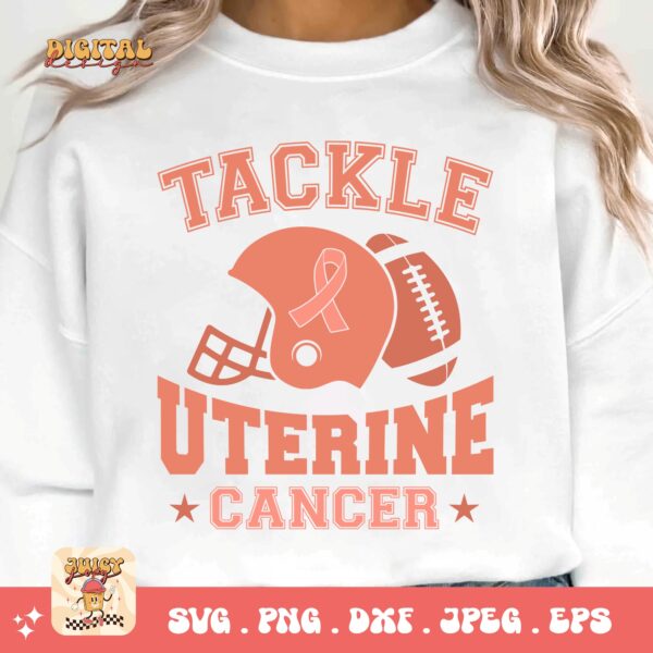 Uterine Cancer Awareness Svg Png, Tackle Uterine cancer Svg, Peach Ribbon Svg, Endometrial Cancer Svg Cricut Cut File Sublimation - Image 3