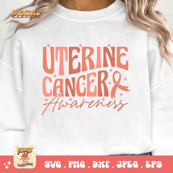 Uterine Cancer Awareness Svg Png, Uterine Cancer Awareness Svg, Peach Ribbon Svg, Endometrial Cancer Svg Cricut Cut File Sublimation - Image 3
