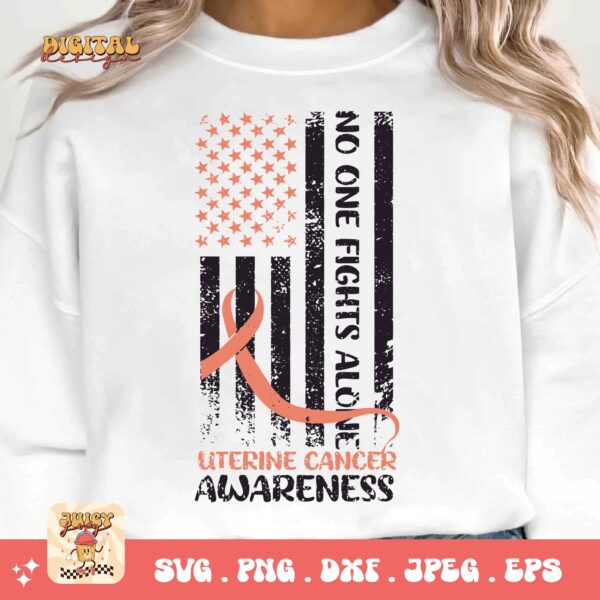 Uterine Cancer Awareness Svg Png, Uterine Cancer Awareness Flag Svg, Peach Ribbon Svg, Endometrial Cancer Svg Cricut Cut File Sublimation - Image 3
