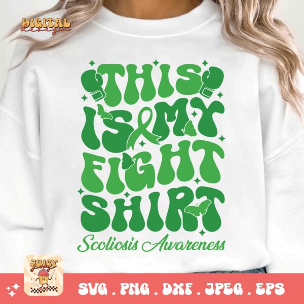 Scoliosis Awareness Svg Png, This is My Fight Shirt Svg, Green Ribbon Svg, Scoliosis Support Svg Cricut File - Image 3