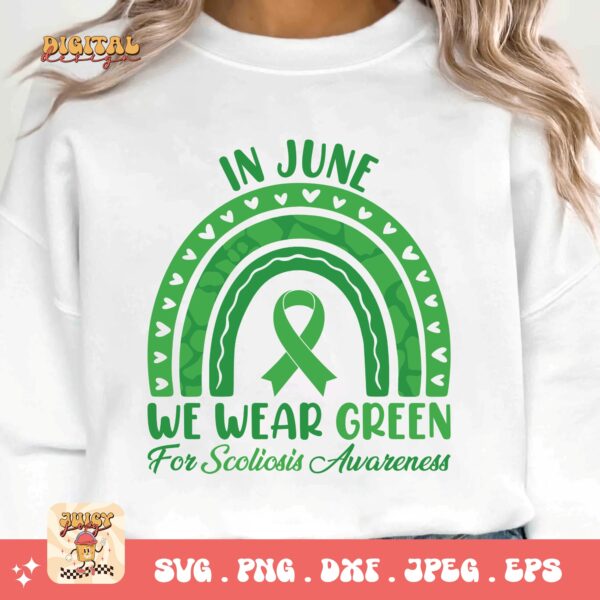 Scoliosis Awareness Svg Png, In June We Wear Green For Scoliosis Awareness Svg, Green Ribbon Svg, Scoliosis Support Svg Cricut File - Image 3