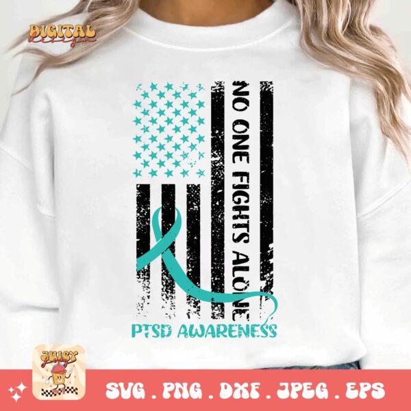 PTSD Awareness Svg Png, PTSD Awareness Flag Svg, Teal Ribbon Post-traumatic Stress Disorder Svg Cricut File Sublimation Design - Image 3