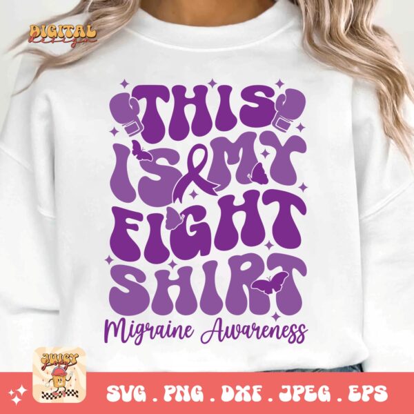 This is My Fight Shirt Svg, Migraine Awareness Svg Png, Purple Ribbon, Chronic Headache Pain Support Svg Cricut Sublimation Design - Image 3