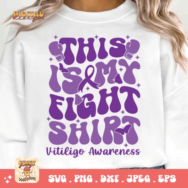 This is My Fight Shirt Svg, Vitiligo Awareness Svg Png, Purple Ribbon Vitiligo Support Svg Cricut Sublimation - Image 3