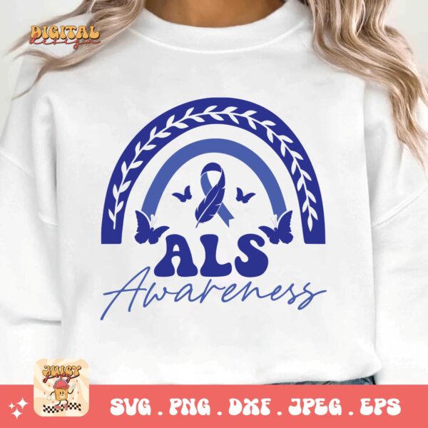 ALS Awareness Png Svg, ALS Awareness Rainbow Png , Als Support Svg Cricut File Sublimation Design - Image 3