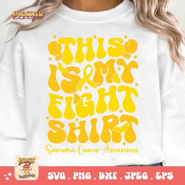 This is My Fight Shirt Svg, Sarcoma Cancer Awareness Svg Png, Yellow Ribbon Svg, Sarcoma Support Cricut Sublimation Design - Image 3