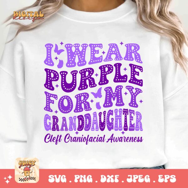 Cleft Craniofacial Awareness Svg Png, I Wear Purple for My Granddaughter Svg, Purple Ribbon Svg, Cleft Palate Support Cricut Sublimation - Image 3