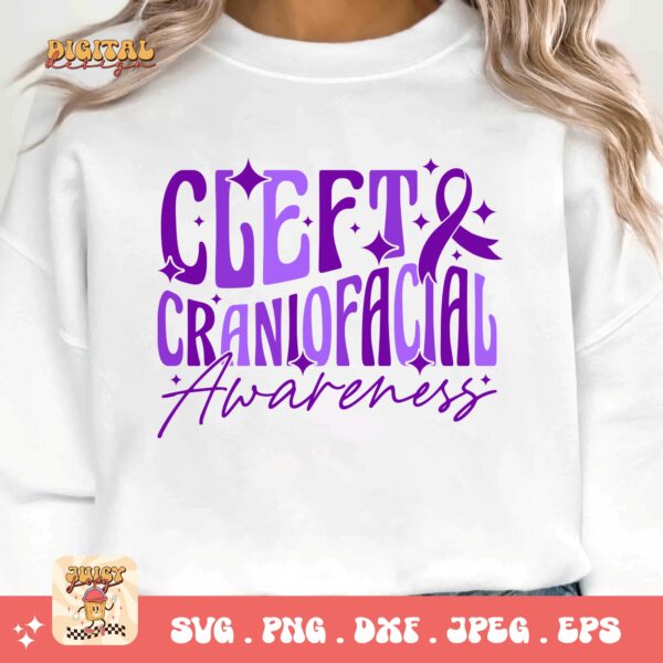 Cleft Craniofacial Awareness Svg Png, Cleft Craniofacial Awareness Svg, Purple Ribbon Svg, Cleft Palate Support Cricut Sublimation - Image 3