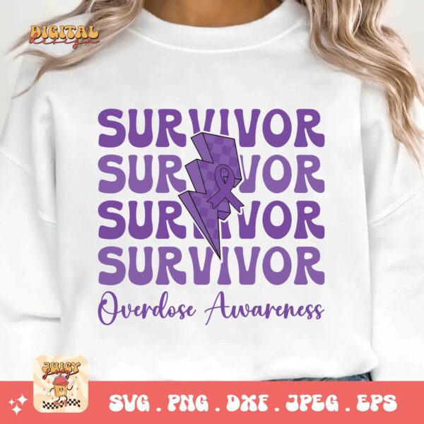 Overdose Awareness Svg Png, Survivor Overdose Awareness Svg, Addiction Awareness Recovery Svg Cricut File Sublimation Design - Image 3