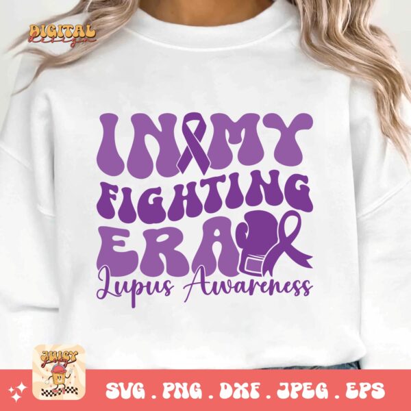 Lupus Awareness Svg Png, In My Fighting Era Svg, Lupus Support Ribbon Svg Cricut File, Lupus Png Sublimation Design - Image 3