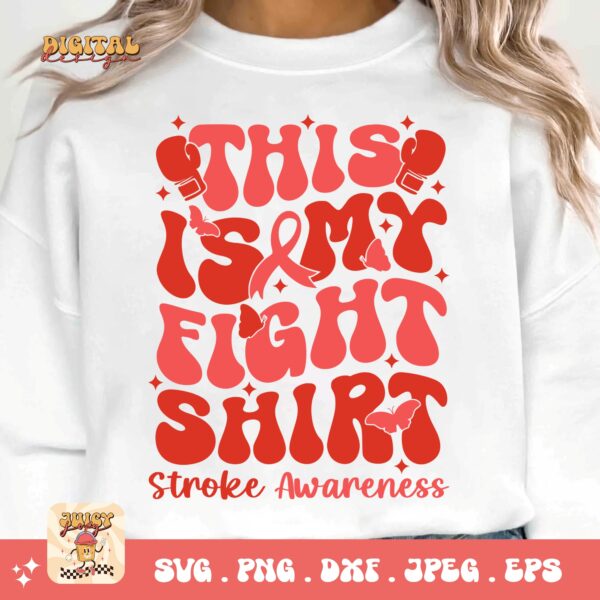 This is My Fight Shirt Svg, Stroke Awareness Svg Png, Red Ribbon Svg Cricut Sublimation Design - Image 3