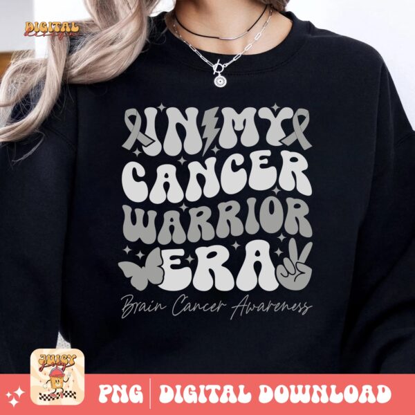 In My Cancer Warrior Era Svg Png, Brain Tumor Awareness Svg Png, Grey Ribbon Brain Cancer Svg Cricut File Sublimation Design - Image 2