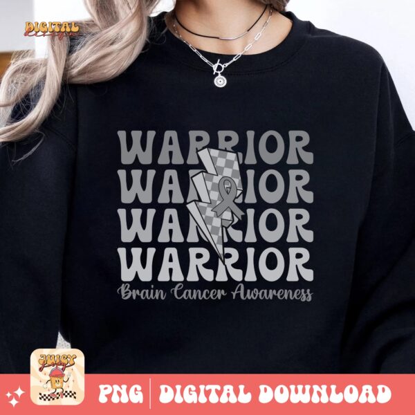 Brain Cancer Warrior Svg Png, Brain Tumor Awareness Svg Png, Grey Ribbon Brain Cancer Svg Cricut File Sublimation Design - Image 2