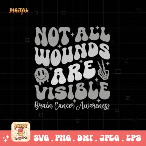 Retro Brain Cancer Awareness Svg Png, Brain Tumor Awareness Svg Png, Grey Ribbon Brain Cancer Svg Cricut File Sublimation Design