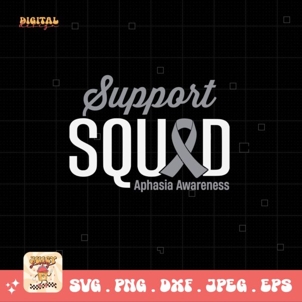 Support Squad Svg, Aphasia Awareness Svg Png, Gray Ribbon Svg, Aphasia Support Svg