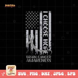 Brain Cancer Flag Svg Png, Brain Tumor Awareness Svg Png, Grey Ribbon Brain Cancer Svg Cricut File Sublimation Design