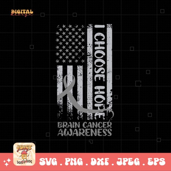Brain Cancer Flag Svg Png, Brain Tumor Awareness Svg Png, Grey Ribbon Brain Cancer Svg Cricut File Sublimation Design