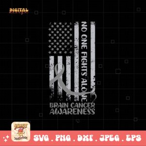 Brain Cancer Flag Svg Png, Brain Tumor Awareness Svg Png, Grey Ribbon Brain Cancer Svg Cricut File Sublimation Design
