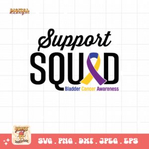Support Squad Svg, Bladder Cancer Awareness Svg Png, Bladder Cancer Ribbon Support Svg Cricut File Sublimation Design