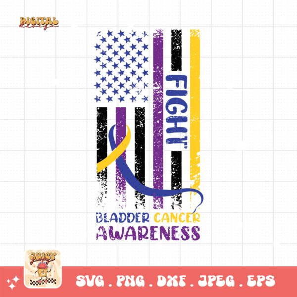 Bladder Cancer Flag Svg, Bladder Cancer Awareness Svg Png, Bladder Cancer Ribbon Support Svg Cricut File Sublimation Design