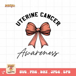 Uterine Cancer Awareness Svg Png, Uterine Cancer Coquette Bow Svg, Peach Ribbon Svg, Endometrial Cancer Svg Cricut Cut File Sublimation