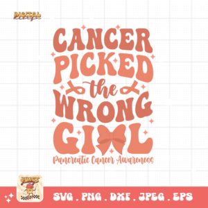 Uterine Cancer Awareness Svg Png, Cancer Picked the Wrong Girl Svg, Peach Ribbon Svg, Endometrial Cancer Svg Cricut Cut File Sublimation